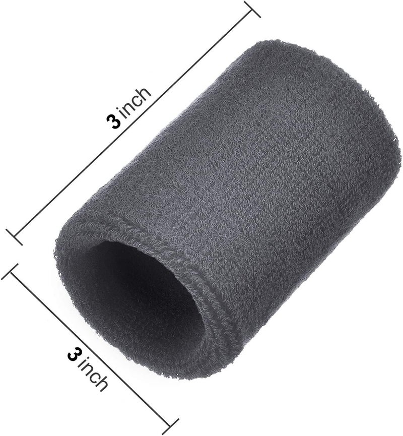 AMIFIT 3 x 3 Inch Wrist Sweatbands Tennis Wrist Bands Absorbent Sweatbands for Football Basketball Running Athletic Sports and Working Out, Pack of 1 (Grey) - Image 4