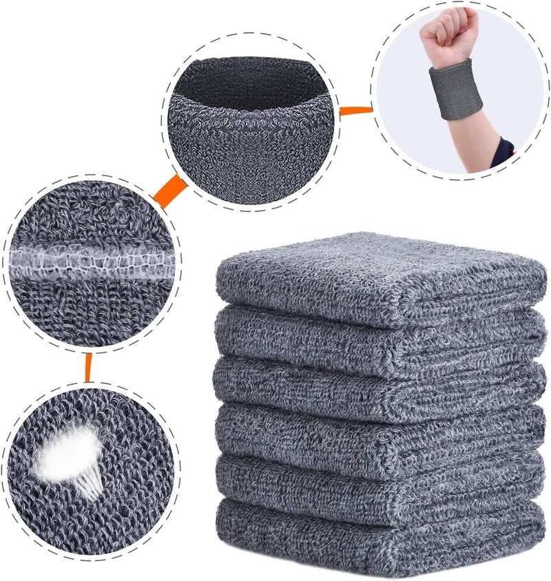 AMIFIT 3 x 3 Inch Wrist Sweatbands Tennis Wrist Bands Absorbent Sweatbands for Football Basketball Running Athletic Sports and Working Out, Pack of 1 (Grey) - Image 5