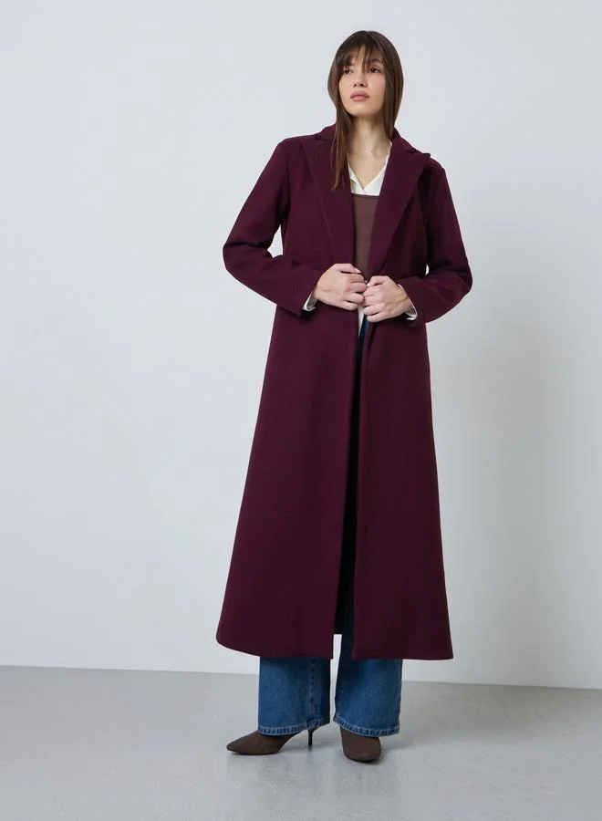 Styli Burgundy Regular Fit Wool-Like Coat