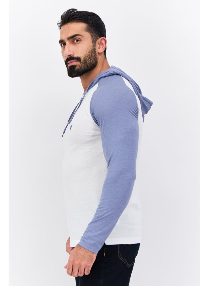 French Connection Men Hooded Long Sleeves Brand Logo T-Shirt, White  - Image 2