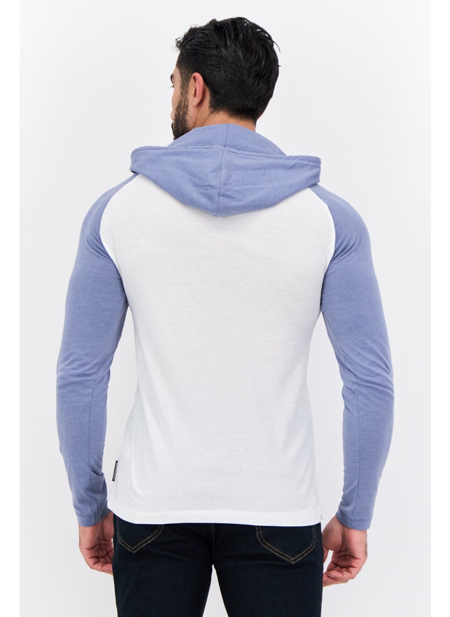 French Connection Men Hooded Long Sleeves Brand Logo T-Shirt, White  - Image 3