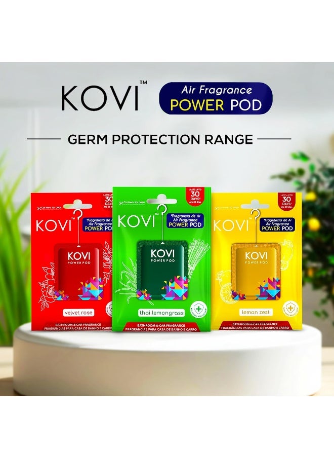 Kovi Air Fragrance Power Pods for Bathroom and Car, Long-Lasting Fragrance, Infused with Essential Oils, Lasts Up to 30 Days, Germ Protection, Pack of 3 (10g Each)  - Image 2