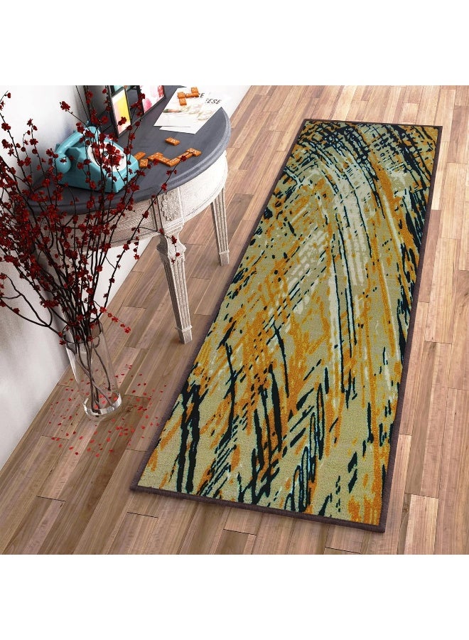 Story@Home Carpet For Living Room Anti-Slip Washable Rugs For Living Room, Boho Rug, Moroccan Print (White And Yellow, 60 X 150 Cm) - Image 1