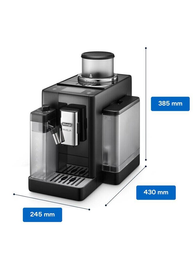 De'Longhi Rivelia Fully Automatic Coffee Machine With Lattecrema Hot, Automatic Milk Frother, Compact Size Bean To Cup Coffee Machine, 16 Recipes, Full Touch Colored Display 1.4 L 1450 W EXAM440.55.B Black - Image 3