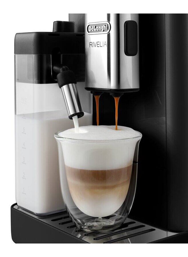 De'Longhi Rivelia Fully Automatic Coffee Machine With Lattecrema Hot, Automatic Milk Frother, Compact Size Bean To Cup Coffee Machine, 16 Recipes, Full Touch Colored Display 1.4 L 1450 W EXAM440.55.B Black - Image 4