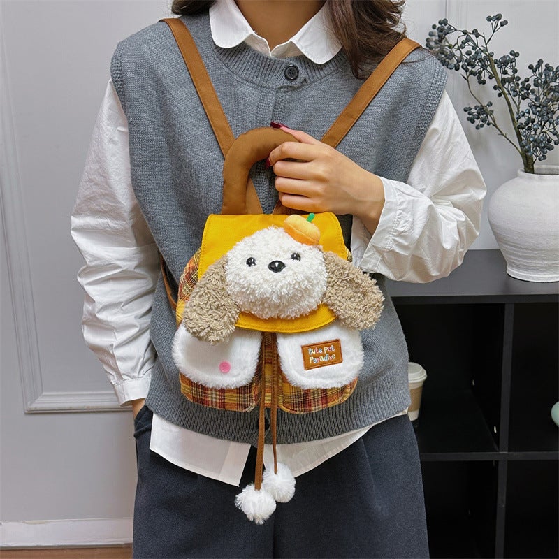Japanese Cartoon Plush Dog Backpack, Fashionable and Cute for Girls - Image 1