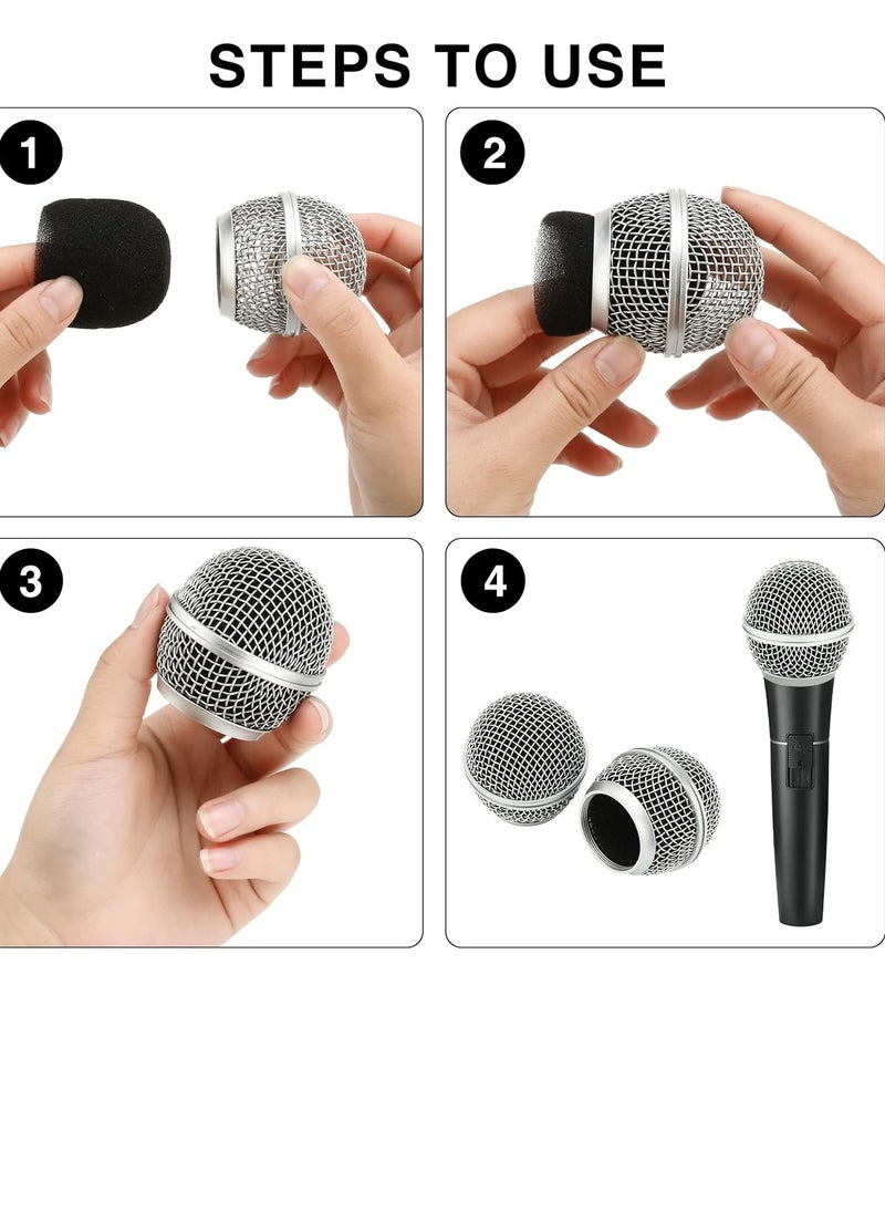 Bukela - Microphone Head Replace, Microphone Grille Ball with Inner Foam, Steel Mesh Replacement Microphone Grille Heads for Shure SM58 (4 Pack) Windscreens - Image 1