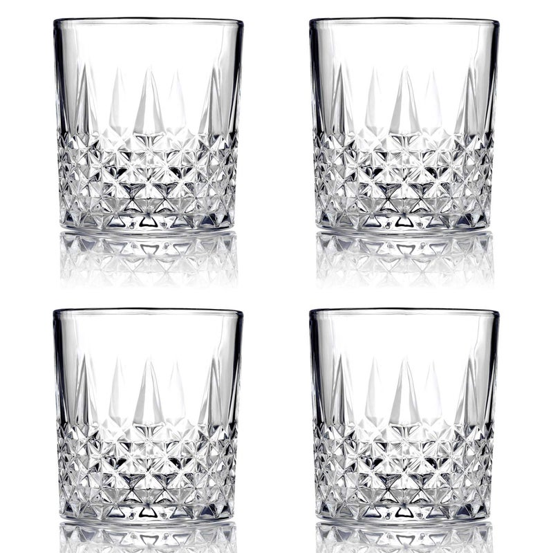 Vilon Italian premium Unique Old Fashion Rocks Whiskey Glasses Perfect for Drinking Liquor Scotch Bourbon and Old Fashioned Cocktails LeadFree Tumbler Bar Glasses Set of 6 Whiskey Gifts for Men 300 ML - Image 1
