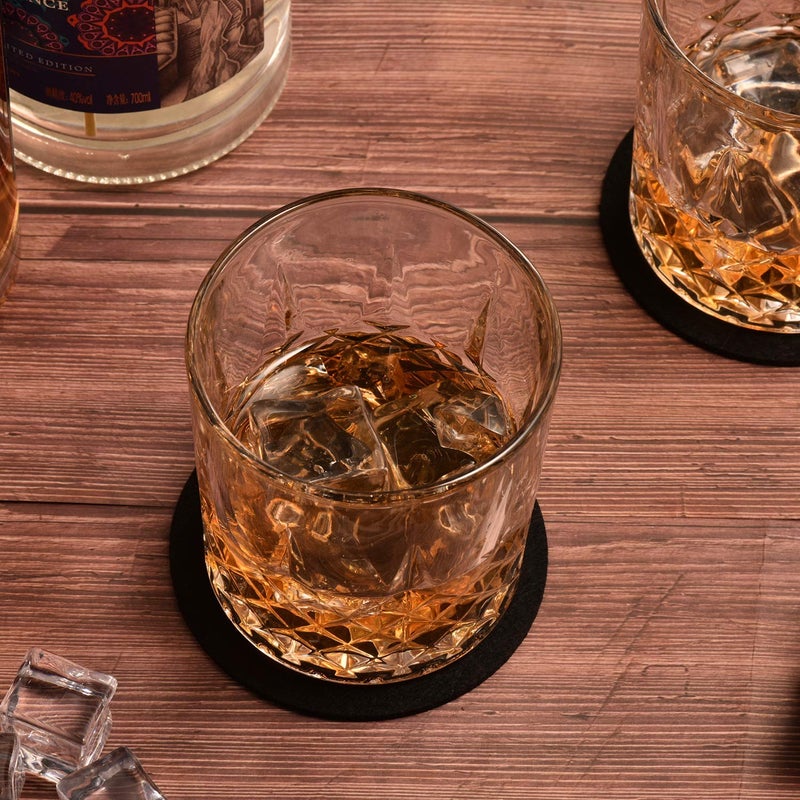 Vilon Italian premium Unique Old Fashion Rocks Whiskey Glasses Perfect for Drinking Liquor Scotch Bourbon and Old Fashioned Cocktails LeadFree Tumbler Bar Glasses Set of 6 Whiskey Gifts for Men 300 ML - Image 3