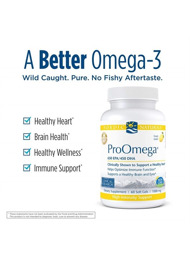 NORDIC NATURALS ProOmega, Lemon Flavor - 60 Soft Gels - 1280 mg Omega-3 - High Potency Fish Oil with EPA & DHA - Promotes Brain, Eye, Heart, & Immune Health - Non-GMO - 30 Servings  - Image 3