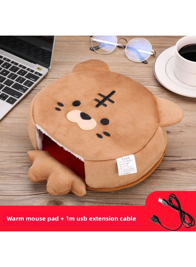 Winter Warm Hand Mouse Pad Wristband Winter Warm Heating Electric Household Electric Computer Thickened Mouse Cover-Pattern:Little Tiger + 1m Usb Extension Cord  - Image 1