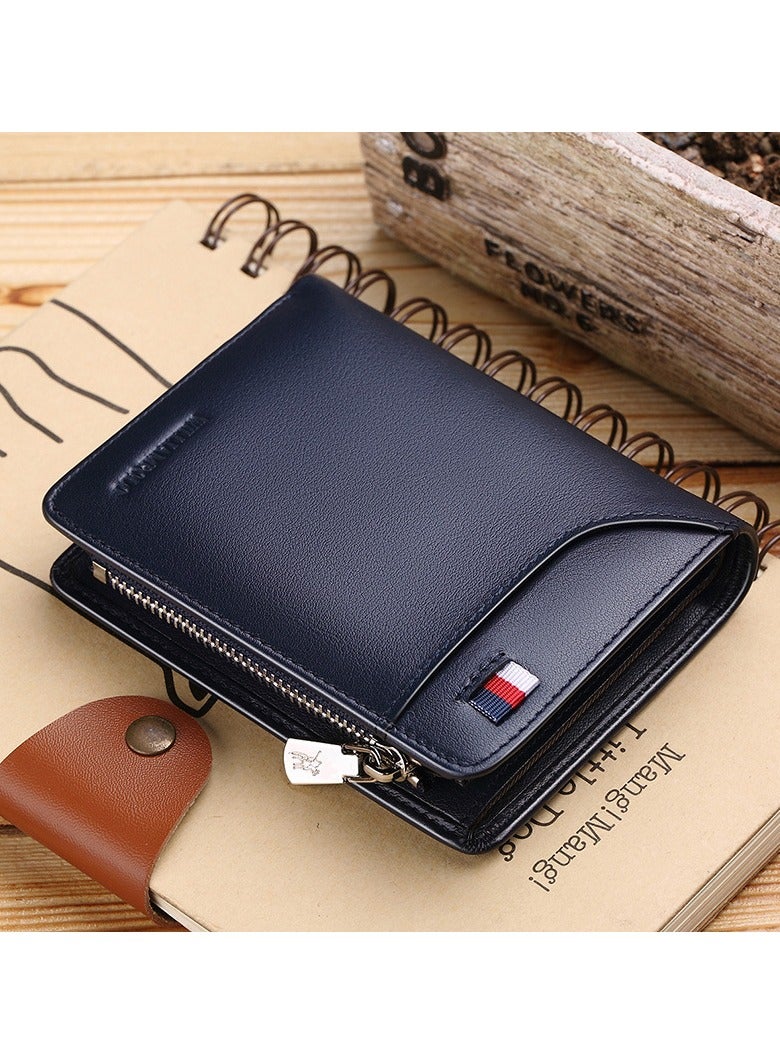 وليام بولو محفظة ويليام بولو للرجال، محفظة جلدية فاخرة، محفظة جلدية ناعمة للرجال، تصميم عمودي قصير، محفظة جلدية من جلد البقر الطبقة العليا. - Image 1