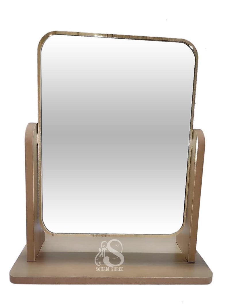 SOHAM SHREE Wooden Tabletop Makeup Mirror Vanity Table Stand Mirror Swivel Bamboo Mirror for Bedroom Bathroom Desk 360 Degree rotatable Cosmetic Mirror for Makeup | (Square) - Image 5