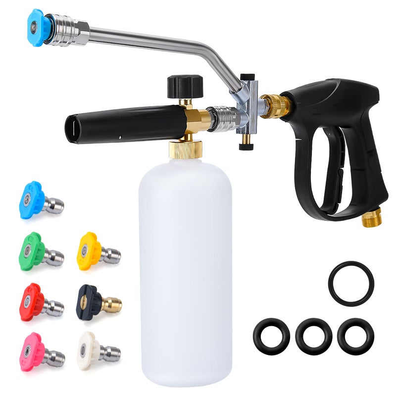MTAW XEK Foam Cannon Dual Connector AccessoryFoam Cannon Dual Tech Dual Connector Foam Cannon for Pressure Washer 14 Quick Connect M22 4000 PSI 15L Tank 7 Nozzles Car Home Outdoor Cleaning - Image 2