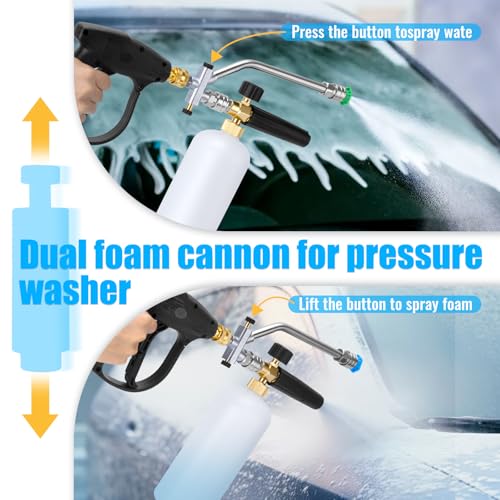 MTAW XEK Foam Cannon Dual Connector AccessoryFoam Cannon Dual Tech Dual Connector Foam Cannon for Pressure Washer 14 Quick Connect M22 4000 PSI 15L Tank 7 Nozzles Car Home Outdoor Cleaning - Image 3