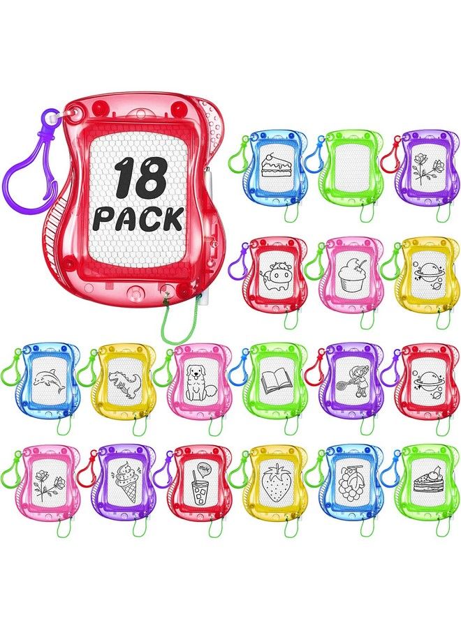 Leinuosen 18 Pcs Mini Magnetic Drawing Board For Kids Backpack Keychain Clip Drawing Boards Sketch Erasable Doodle Birthday Party Favors Small Writing Mini Magnet Board For Classroom Rewards (Multi Colors) - Image 1