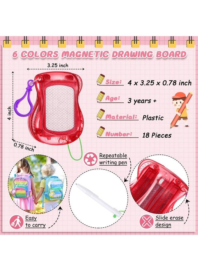 Leinuosen 18 Pcs Mini Magnetic Drawing Board For Kids Backpack Keychain Clip Drawing Boards Sketch Erasable Doodle Birthday Party Favors Small Writing Mini Magnet Board For Classroom Rewards (Multi Colors) - Image 3