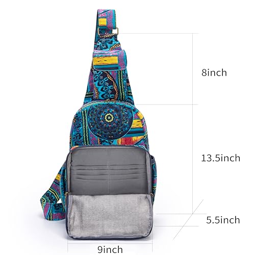 Coton Pose Women sling bag Elephant canvas large boho backpacks bohemian Crossbody Bag (green purple) - Image 2