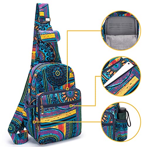 Coton Pose Women sling bag Elephant canvas large boho backpacks bohemian Crossbody Bag (green purple) - Image 3