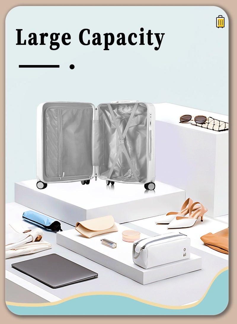Moovant 2PCS Fashion Premium Travel Luggage Suitcase Set, Portable Luggage Trunk Suit, 20inch +14inch, with Digital Combination Lock, 360° Silent Universal Wheels, Lightweight, Shock Resistant, Wear Resistant, ABS+PC Material, White  - Image 3