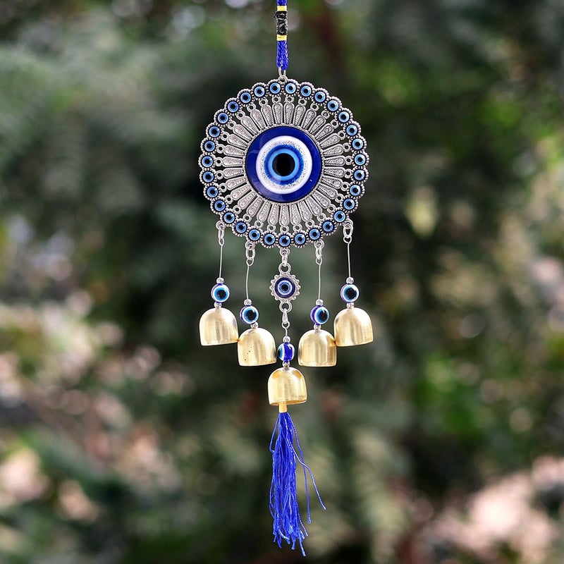 Crystu Fengshui Evil Eye Wind Chimes Hanging for Home Positive Energy Windchimes Hanging for Window Decor Balcony with Good Sound Garden - Image 1