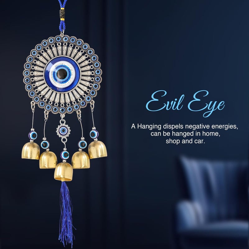 Crystu Fengshui Evil Eye Wind Chimes Hanging for Home Positive Energy Windchimes Hanging for Window Decor Balcony with Good Sound Garden - Image 5