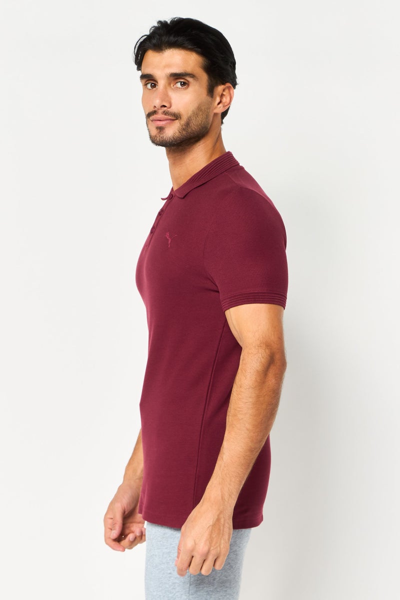 PUMA Men Slim Fit Short Sleeve Embroidered Logo Outdoor Polo Shirt, Maroon - Image 2