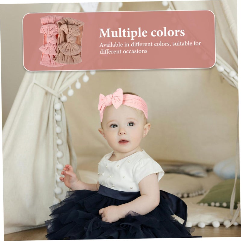 2Pcs Adjustable Cute Bow Headbands For Newborns Soft Nylon Hair Accessories - Image 4
