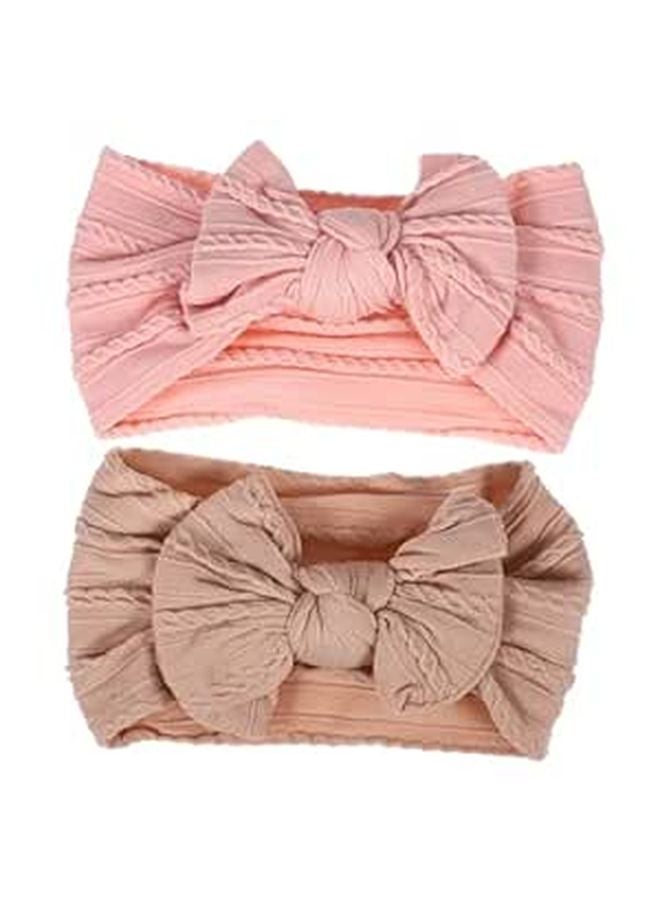 2Pcs Adjustable Cute Bow Headbands For Newborns Soft Nylon Hair Accessories - Image 1