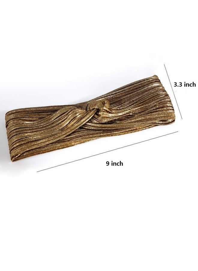 Hisight 3 Pcs Fashion Wrinkle Elasticity Metallic Big Bowknot Baby Headband Hair Bow Band Accessories Headwear Women and Girls Headband, Fashion Design - Image 3