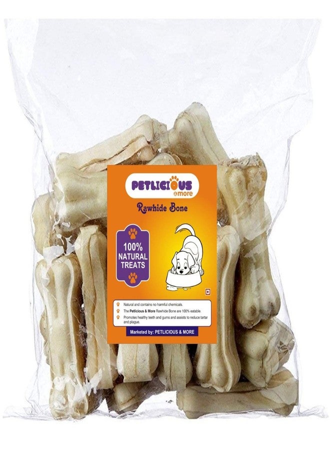 PETLICIOUS & MORE Rawhide Pressed Bones For Dogs (3 Inch) - Pack Of 24, Apple, Adult - Image 1