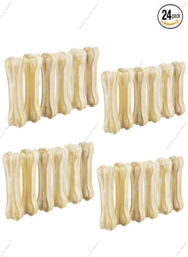 PETLICIOUS & MORE Rawhide Pressed Bones For Dogs (3 Inch) - Pack Of 24, Apple, Adult - Image 4