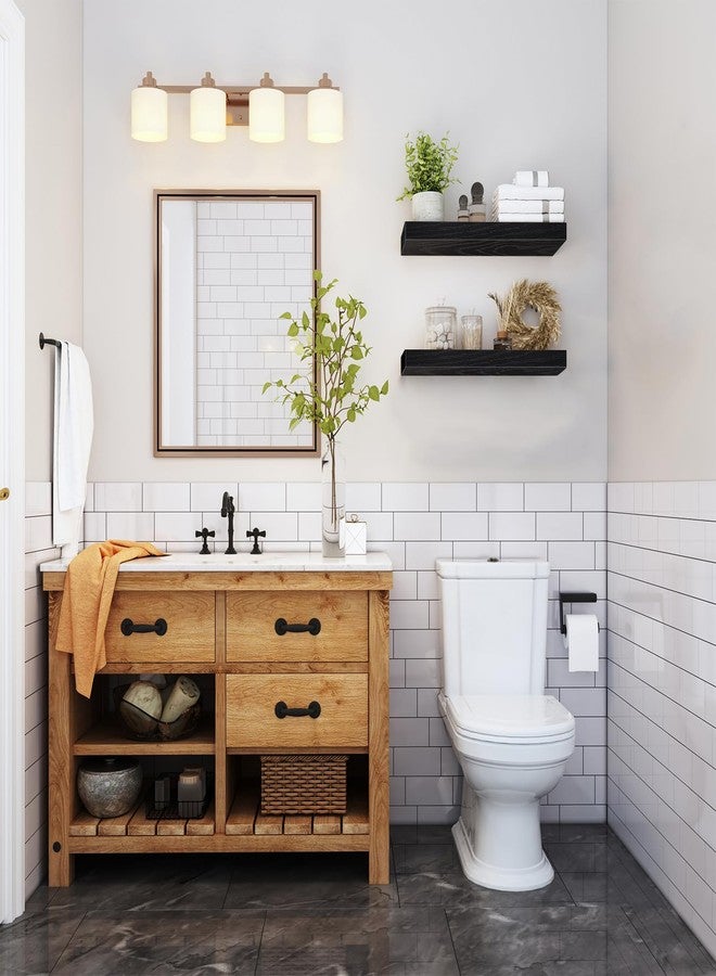 QEEIG Floating Shelves for Wall Bathroom Shelf Bedroom Kitchen Farmhouse Small Book Shelf 16 inch Set of 2, Black (015-B2) - Image 2