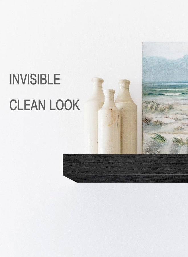 QEEIG Floating Shelves for Wall Bathroom Shelf Bedroom Kitchen Farmhouse Small Book Shelf 16 inch Set of 2, Black (015-B2) - Image 5