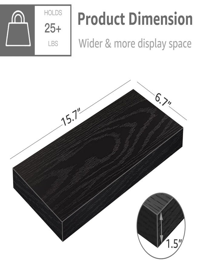 QEEIG Floating Shelves for Wall Bathroom Shelf Bedroom Kitchen Farmhouse Small Book Shelf 16 inch Set of 2, Black (015-B2) - Image 3