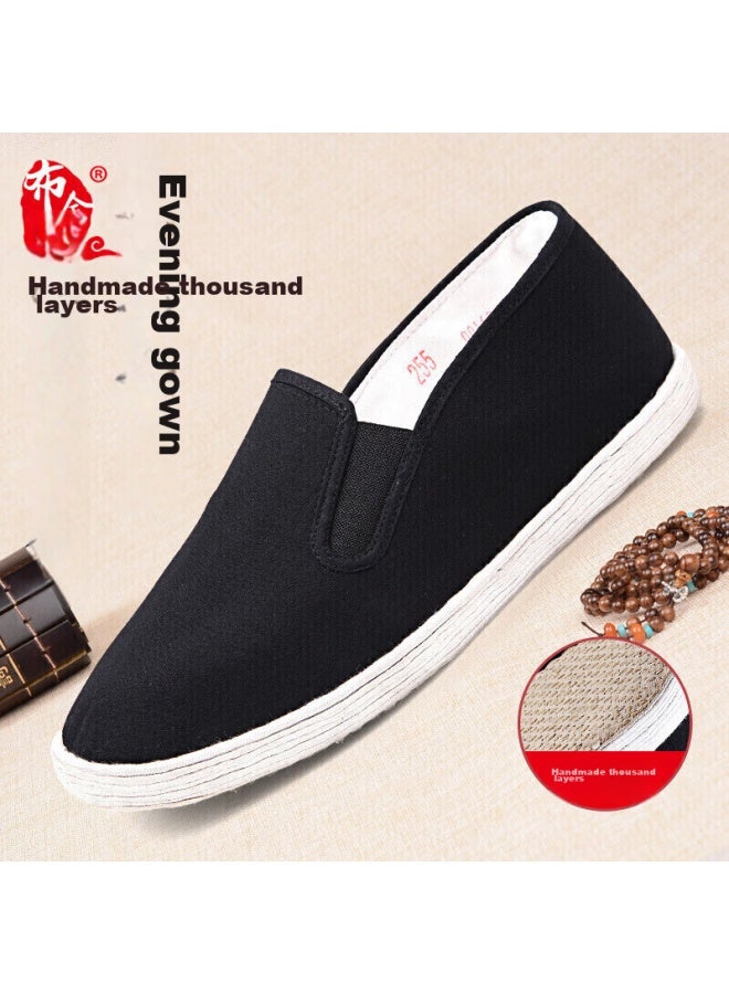 Busheyuan Casual Dad's Traditional Handmade Thousand-layer Sole Old Beijing Cloth Shoes For Men, Lfn9101, Hand Sole, Size 38