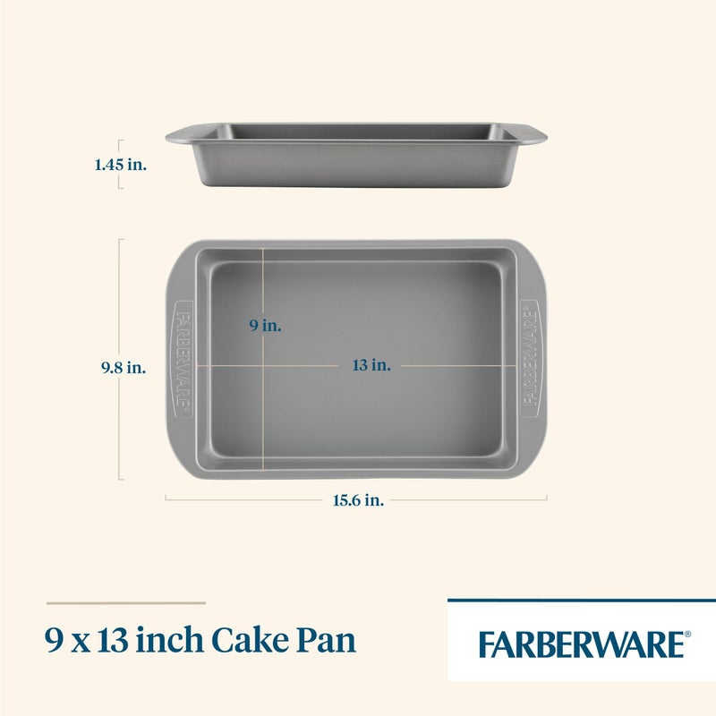 Farberware Nonstick Bakeware Baking Pan / Nonstick Cake Pan, Rectangle - 9 Inch x 13 Inch, Gray - Image 2