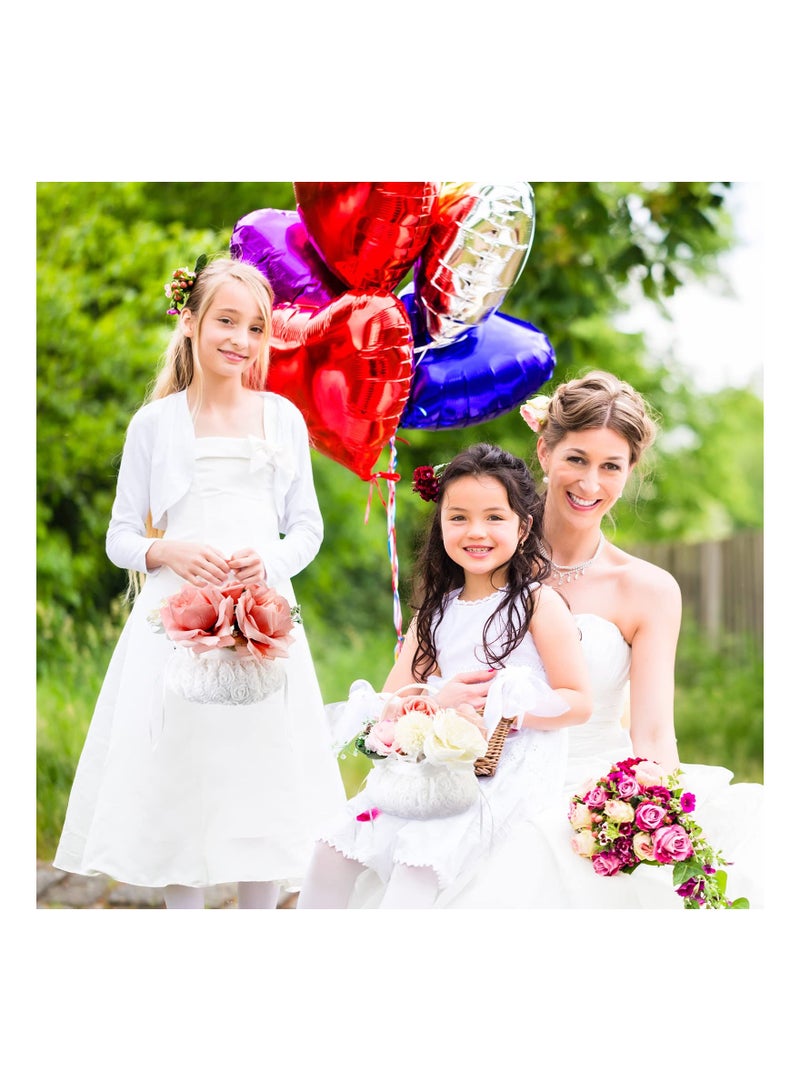 SYOSI Rustic Flower Girl Baskets, for Weddings Western Flower Basket for Anniversary, Wedding Banquet Party Supplies, Reliable Silk Fabric Material, for Graduation, Banquet, Party (Bow Style)(2 Pieces) - Image 3