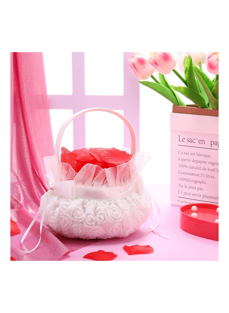 SYOSI Rustic Flower Girl Baskets, for Weddings Western Flower Basket for Anniversary, Wedding Banquet Party Supplies, Reliable Silk Fabric Material, for Graduation, Banquet, Party (Bow Style)(2 Pieces) - Image 5