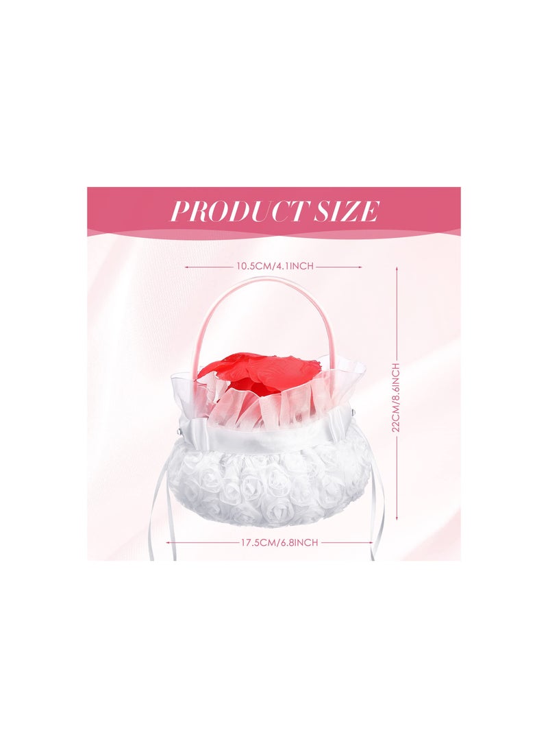 SYOSI Rustic Flower Girl Baskets, for Weddings Western Flower Basket for Anniversary, Wedding Banquet Party Supplies, Reliable Silk Fabric Material, for Graduation, Banquet, Party (Bow Style)(2 Pieces) - Image 4