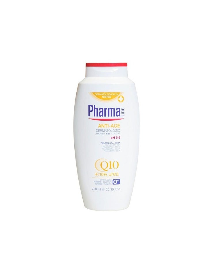 PharmaLine - Anti Age Dermatologist Shower Gel pH5.5 CoQ10 plus 10% Urea 750ml - Image 1