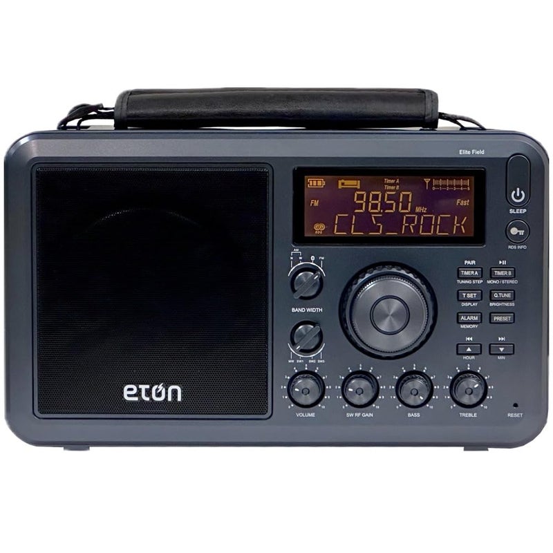 Eton Elite Field Radio with AM/FM, Shortwave, RDS, Bluetooth, Digital Tuning, Treble/Bass Control, 50 Memory Stations, External Antenna, Rich LCD Display, Retro Tabletop Design - Image 1