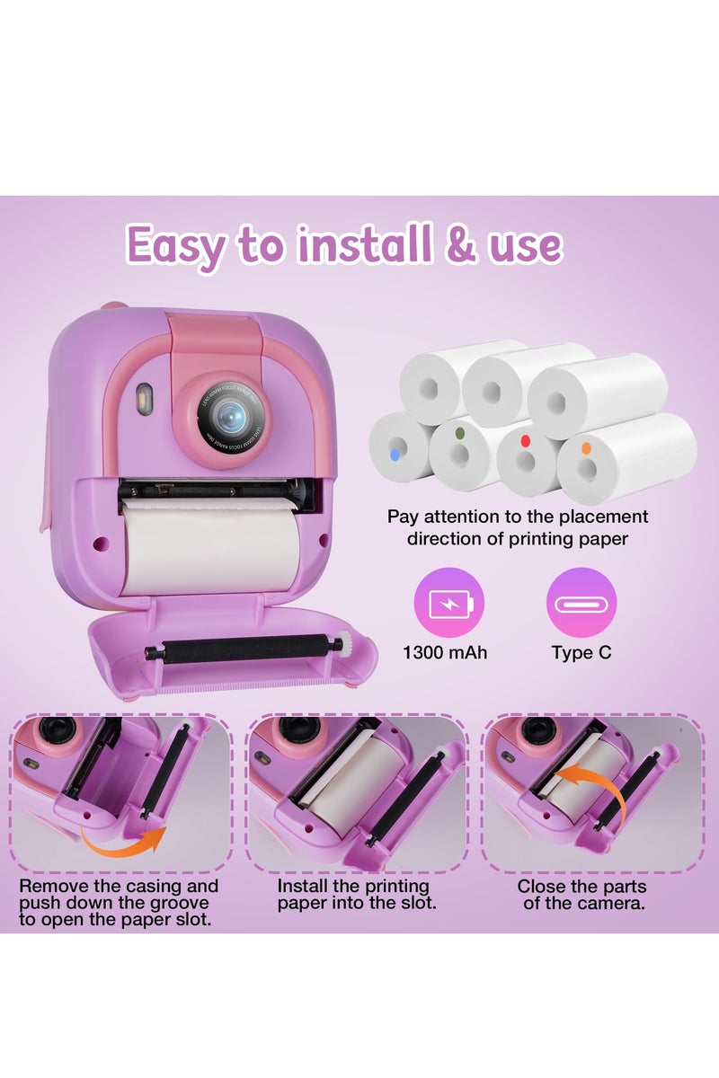 Generic Instant Print Camera for Kids, 48MP Photos 1080P Digital Video Camera, 32GB Card Purple - Image 5