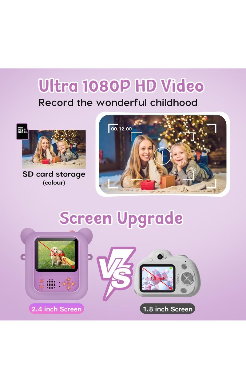 Generic Instant Print Camera for Kids, 48MP Photos 1080P Digital Video Camera, 32GB Card Purple - Image 4