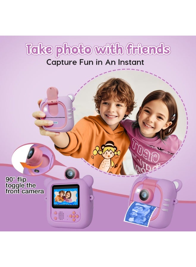 All-in-One Kids Camera with Instant Print  Educational Games  2.4 IPS Screen  Dual Lens 48MP HD Video MP3 Player Type-C Fast Charge  Safe BPA-Free  Shockproof Includes 32GB SD Card   7 Paper Rolls  Gift for 3-12 Years Old - Image 3