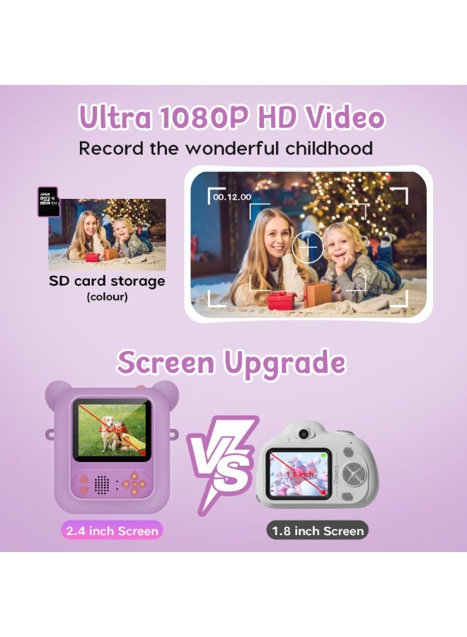 All-in-One Kids Camera with Instant Print  Educational Games  2.4 IPS Screen  Dual Lens 48MP HD Video MP3 Player Type-C Fast Charge  Safe BPA-Free  Shockproof Includes 32GB SD Card   7 Paper Rolls  Gift for 3-12 Years Old - Image 5