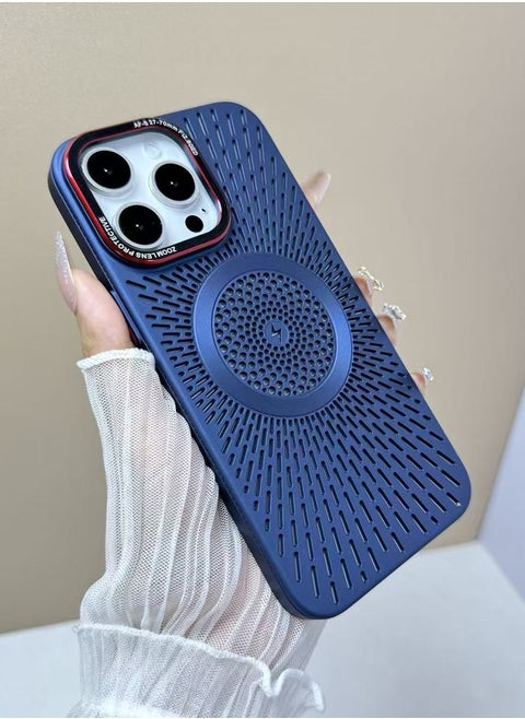 New Heat Dissipation Magsafe phone case Ultra Slim for iphone 13/14 (6.1 Inch) Support Magnetic Wireless Charge Shockproof Bumper cover (Blue)