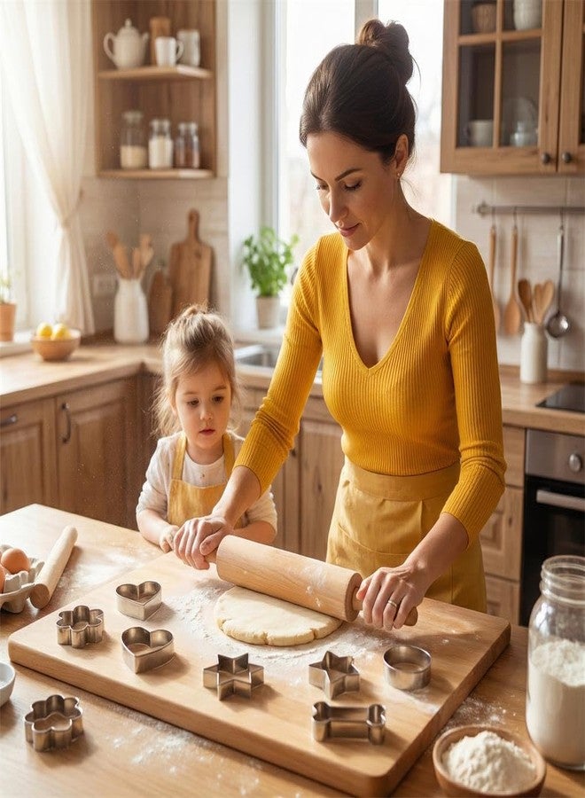 مجموعة قوالب تقطيع البسكويت المعدنية 9 قطع - قوالب تقطيع البسكويت المصنوعة من الفولاذ المقاوم للصدأ تتضمن أشكال القلب، والزهرة، والفأر، والدائرة، والنجمة، والمربع، وعظمة الكلب للخبز أو تزيين الحفلات - Image 3