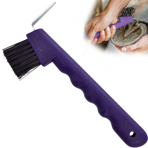 Jeffers Equine Hoof Pick & Brush, Purple – Horse Hoof Cleaning Tool for Grooming, Farrier, Equestrian Care – Durable Hoof Pick with Stiff Bristles – 4 inch Easy Grip Handle - Image 1