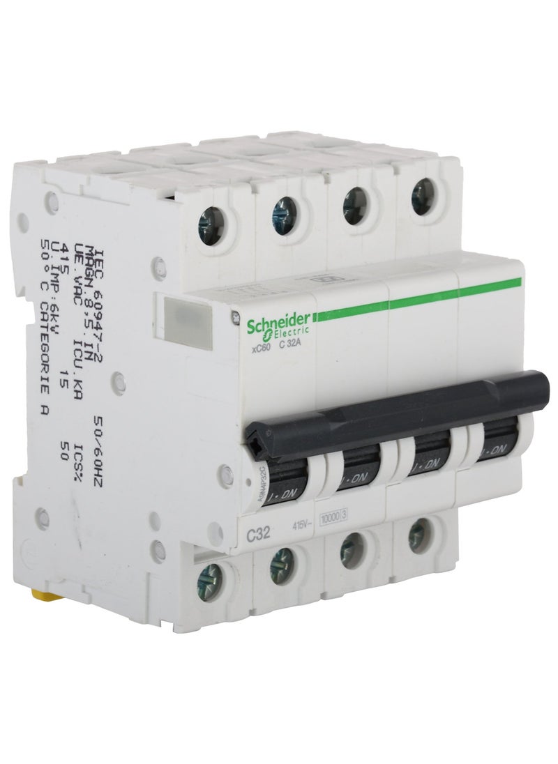 Schneider Schneider Electric Acti 9 32Ampere 4Pole C Curve MCB Polycarbonate Standard Size White FE_A9N4P32C  - Image 2